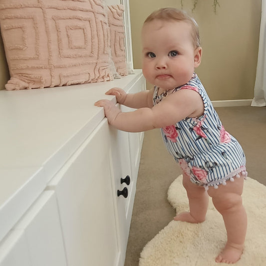 Stripes and Flowers Pom Pom Romper - japoodah.com